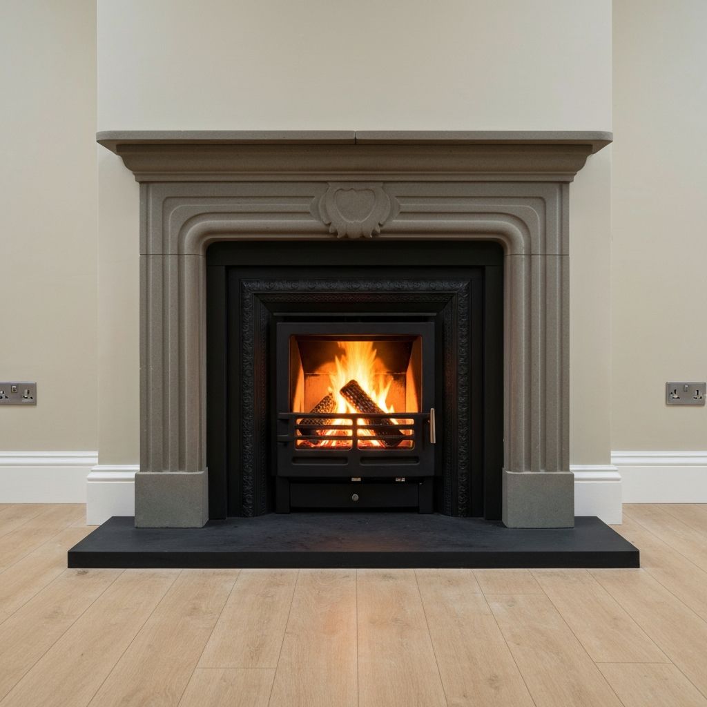 Sleek black stove in minimalist setting