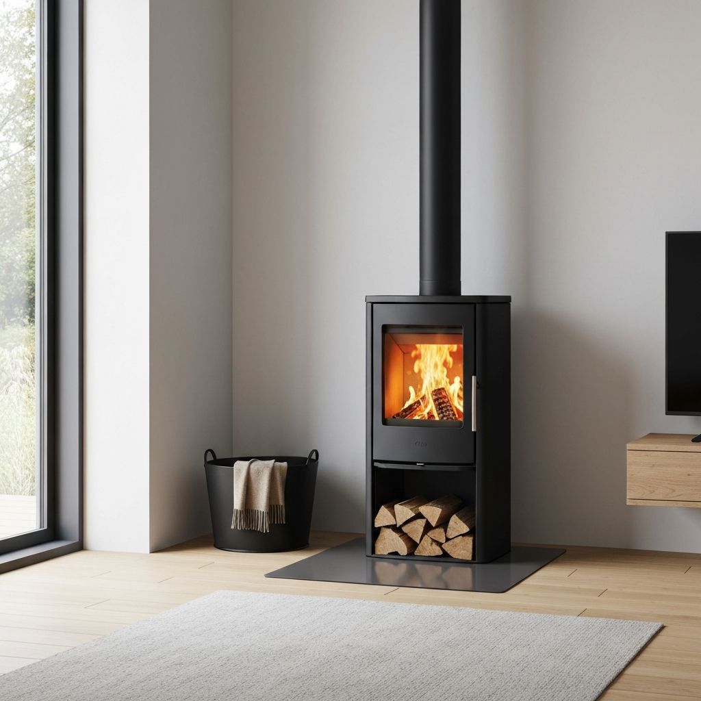 Sleek wood burning stove